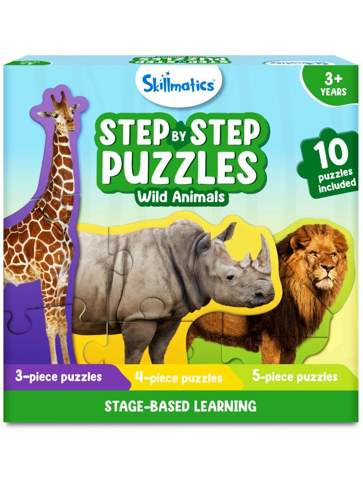     			Skillmatics Step by Step Puzzle - 40 Piece Wild Animal Jigsaw & Toddler Puzzles, Educational Montessori Toy for Boys & Girls, Gifts for Kids Ages 3, 4, 5 and Up