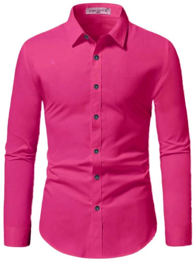     			UNI VIBE Cotton Blend Slim Fit Solids Full Sleeves Men's Casual Shirt - Pink ( Pack of 1 )