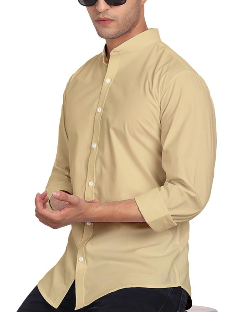     			UNI VIBE Cotton Blend Slim Fit Solids Full Sleeves Men's Casual Shirt - Beige ( Pack of 1 )