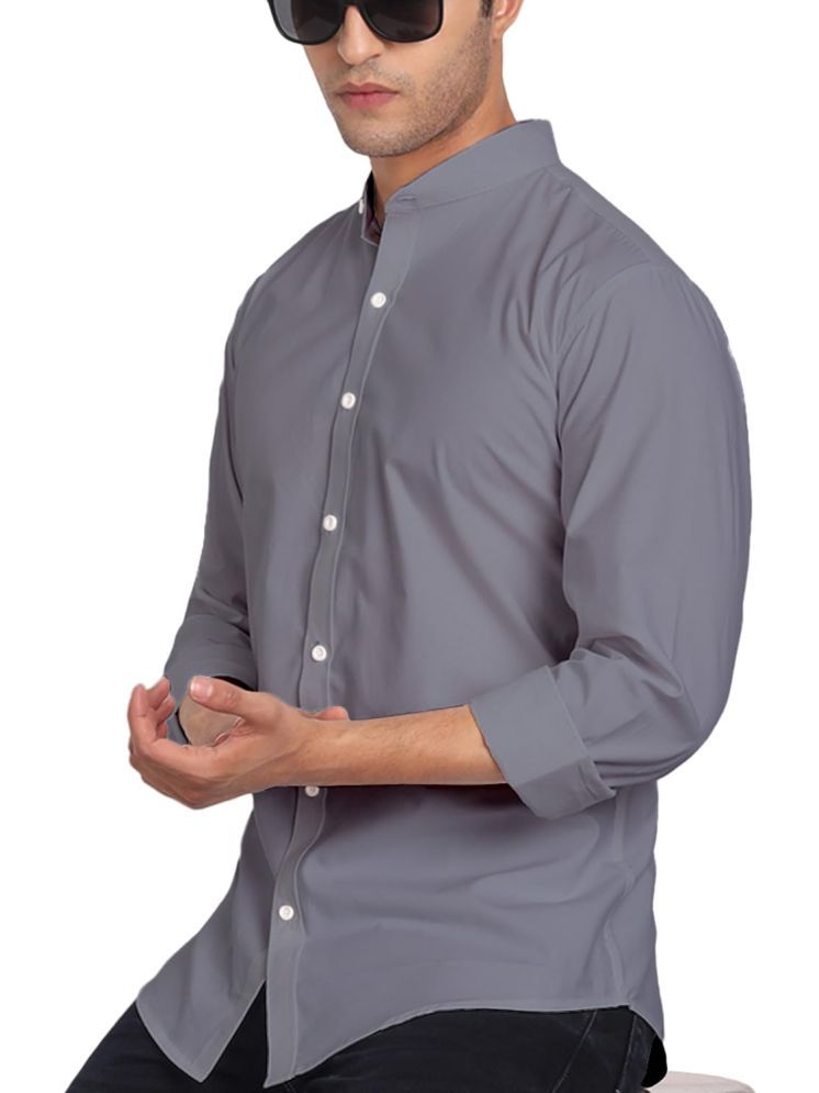     			UNI VIBE Cotton Blend Slim Fit Solids Full Sleeves Men's Casual Shirt - Grey ( Pack of 1 )