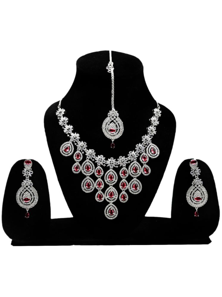     			Unicorn Red Metal Necklace Set ( Pack of 1 )