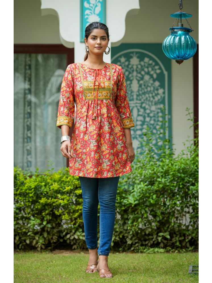     			Yash Gallery Polyester Printed A-line Women's Kurti - Red ( Pack of 1 )