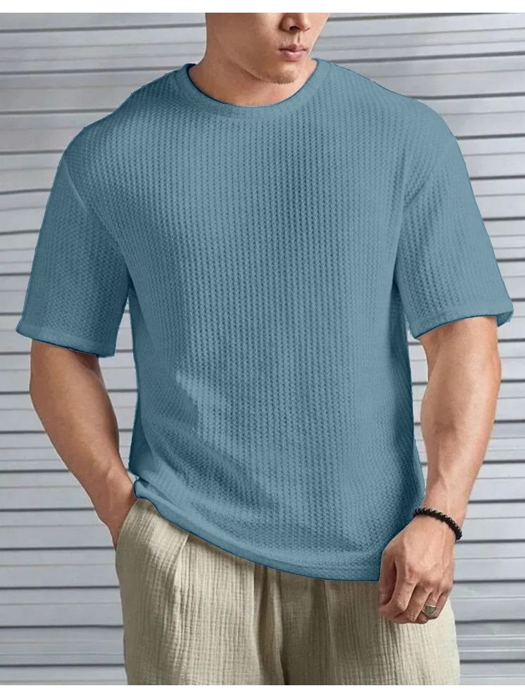     			happy khajana Polyester Regular Fit Self Design Half Sleeves Men's Round T-Shirt - Mint Green ( Pack of 1 )