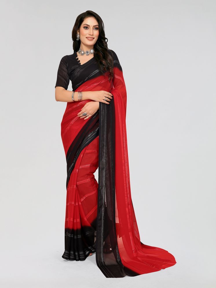     			ANAND SAREES Satin Printed Saree With Blouse Piece - Red ( Pack of 1 )