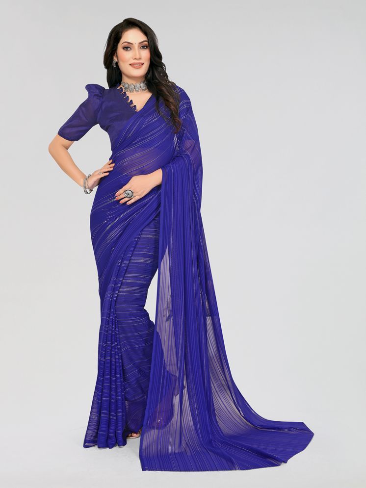     			ANAND SAREES Satin Printed Saree With Blouse Piece - Blue ( Pack of 1 )