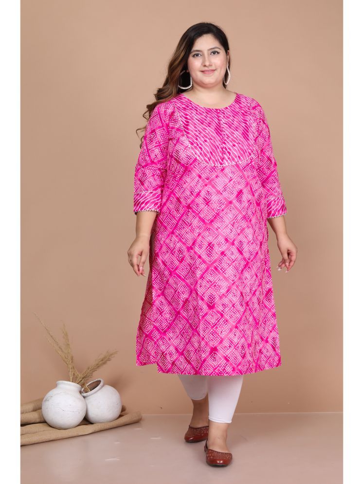     			Avnii Cotton Printed Straight Women's Kurti - Pink ( Pack of 1 )