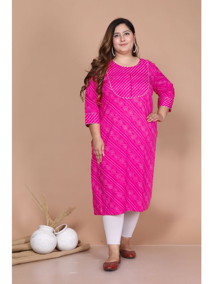     			Avnii Cotton Printed Straight Women's Kurti - Pink ( Pack of 1 )