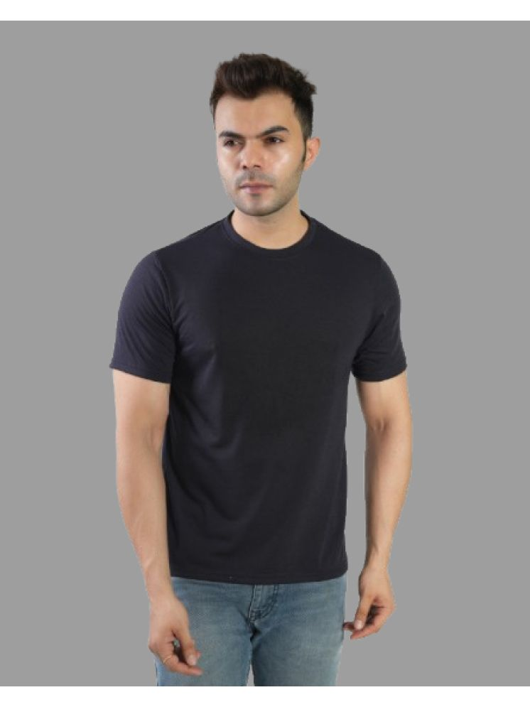     			CALTUS FASHION 100% Cotton Regular Fit Solid Half Sleeves Men's Round T-Shirt - Navy Blue ( Pack of 1 )