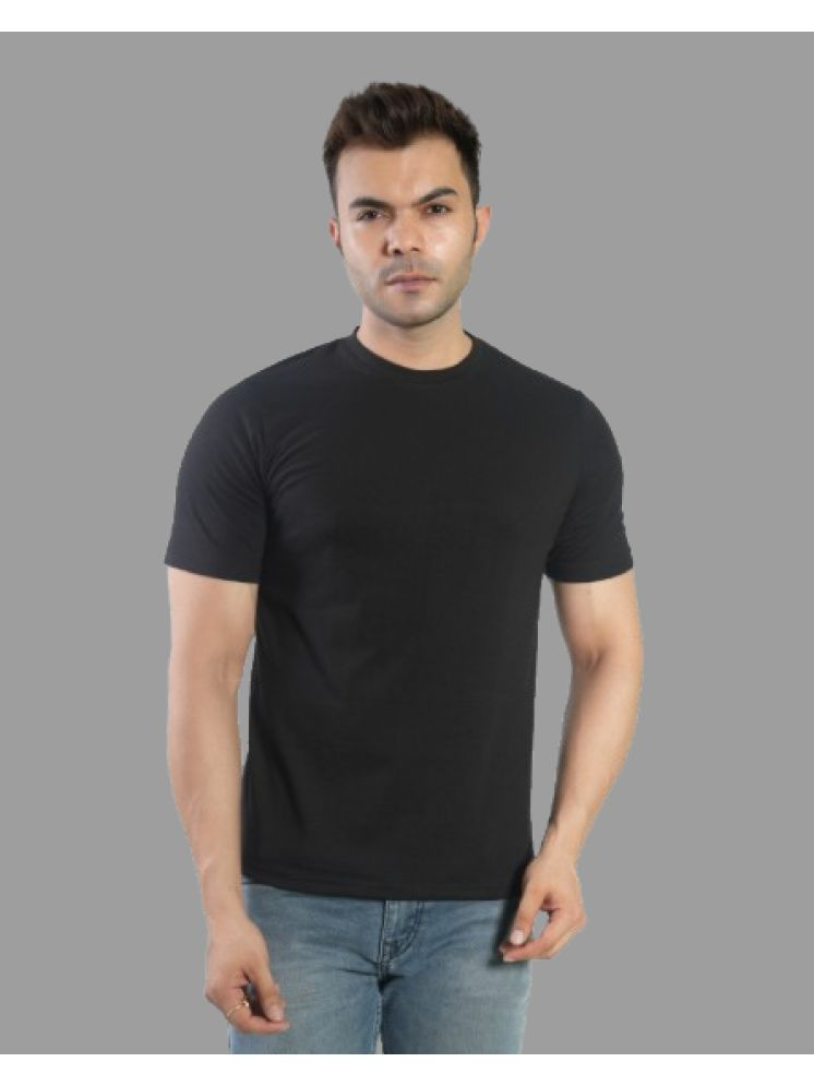     			CALTUS FASHION Cotton Blend Regular Fit Solid Half Sleeves Men's Round T-Shirt - Black ( Pack of 1 )