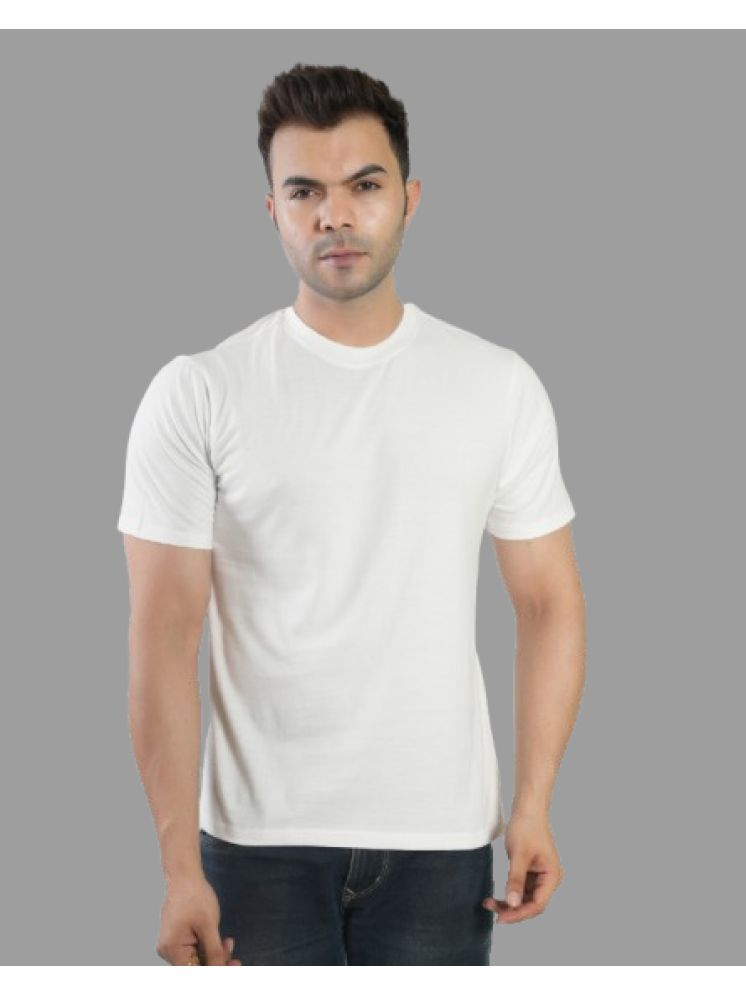     			CALTUS FASHION Cotton Blend Regular Fit Solid Half Sleeves Men's Round T-Shirt - White ( Pack of 1 )