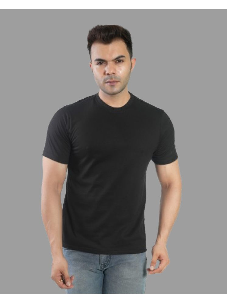     			CALTUS FASHION Cotton Regular Fit Solid Half Sleeves Men's Round T-Shirt - Black ( Pack of 1 )