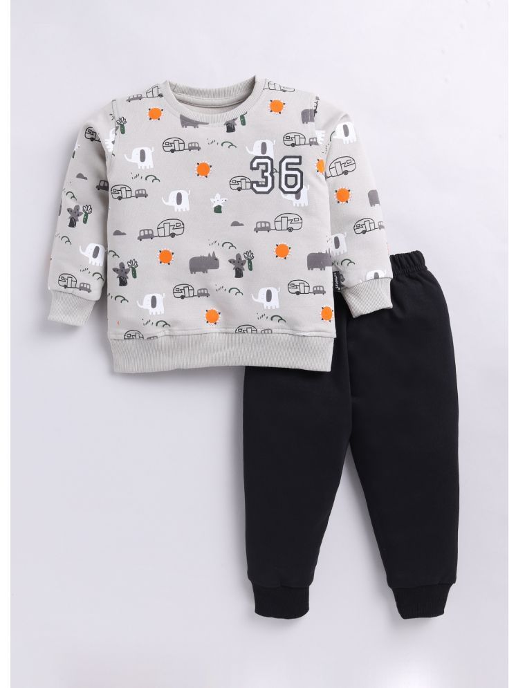     			CUTOPIES Gray Cotton Unisex Sweatshirt & Jogger Set ( Pack of 1 )