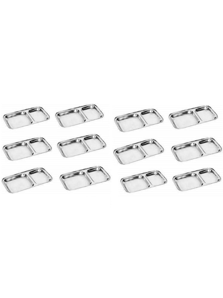     			Dynore 12 Pcs Stainless Steel Silver Partition Plate