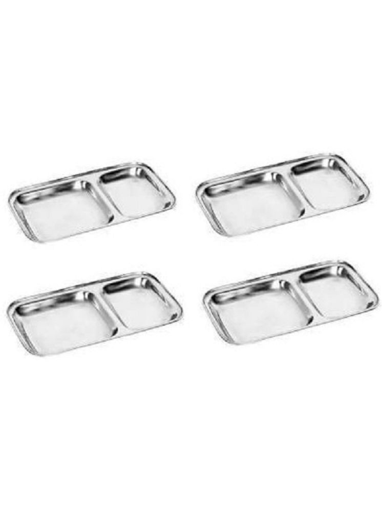     			Dynore 4 Pcs Stainless Steel Silver Partition Plate