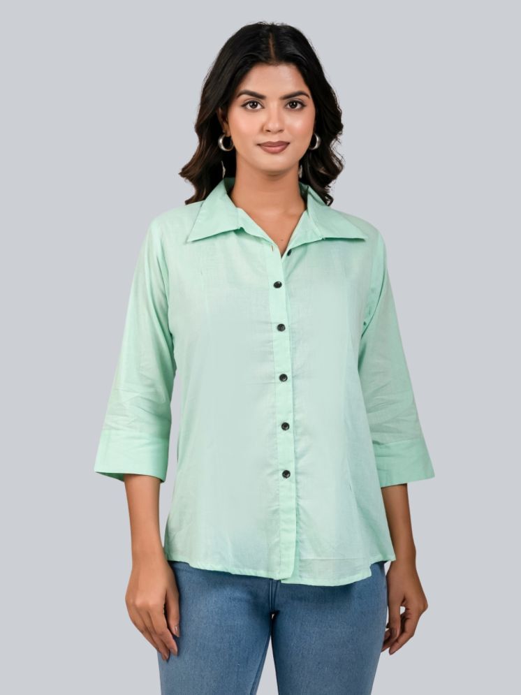     			FABISHO Green Cotton Blend Women's Shirt Style Top ( Pack of 1 )