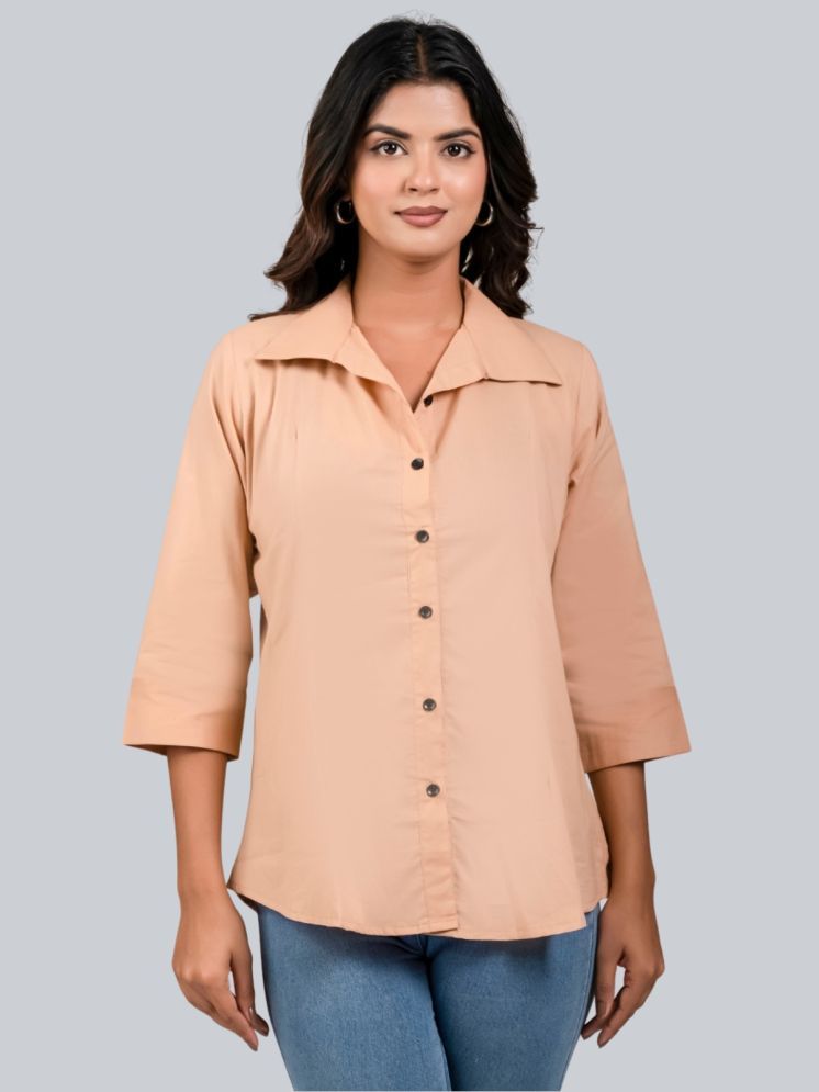     			FABISHO Peach Cotton Blend Women's Shirt Style Top ( Pack of 1 )