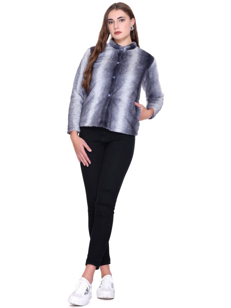     			Gouri Woollen Round Neck Women's Buttoned Cardigans - Navy ( Single )