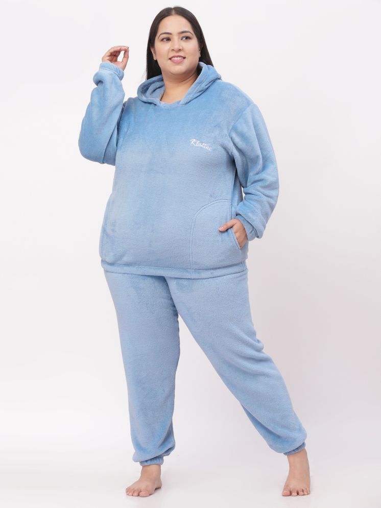     			Klotthe Blue Woollen Women's Nightwear Nightsuit Sets ( Pack of 1 )