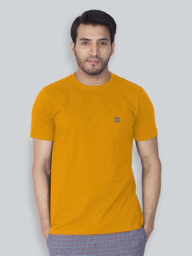     			Lux Nitro Cotton Blend Regular Fit Solid Half Sleeves Men's Round T-Shirt - Yellow ( Pack of 1 )