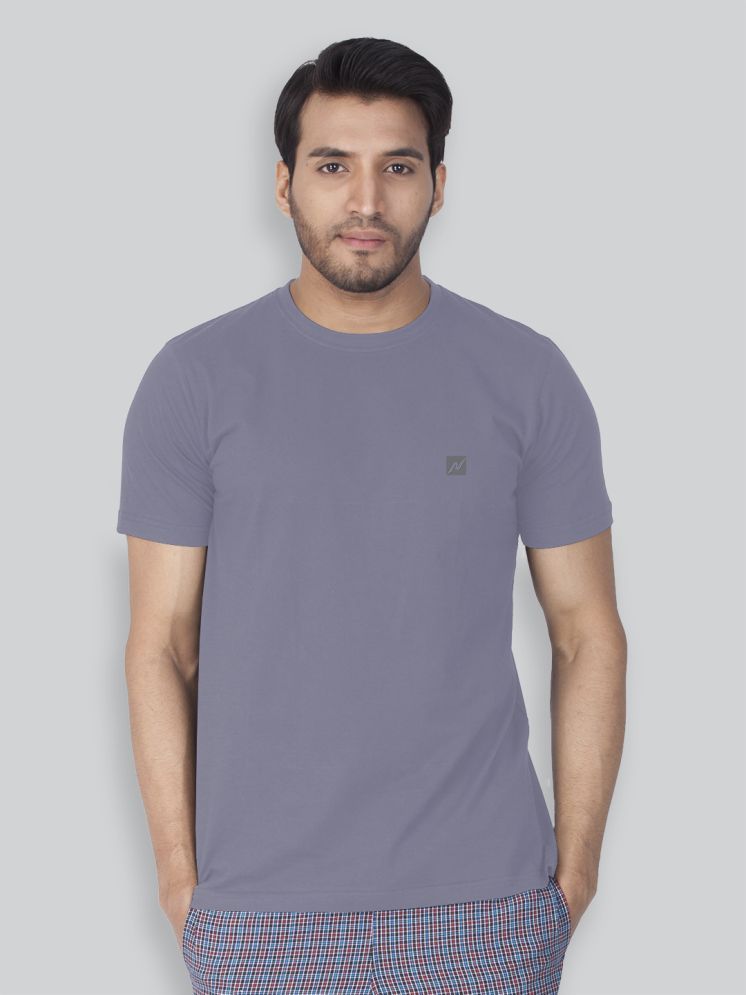     			Lux Nitro Cotton Blend Regular Fit Solid Half Sleeves Men's Round T-Shirt - Lavender ( Pack of 1 )