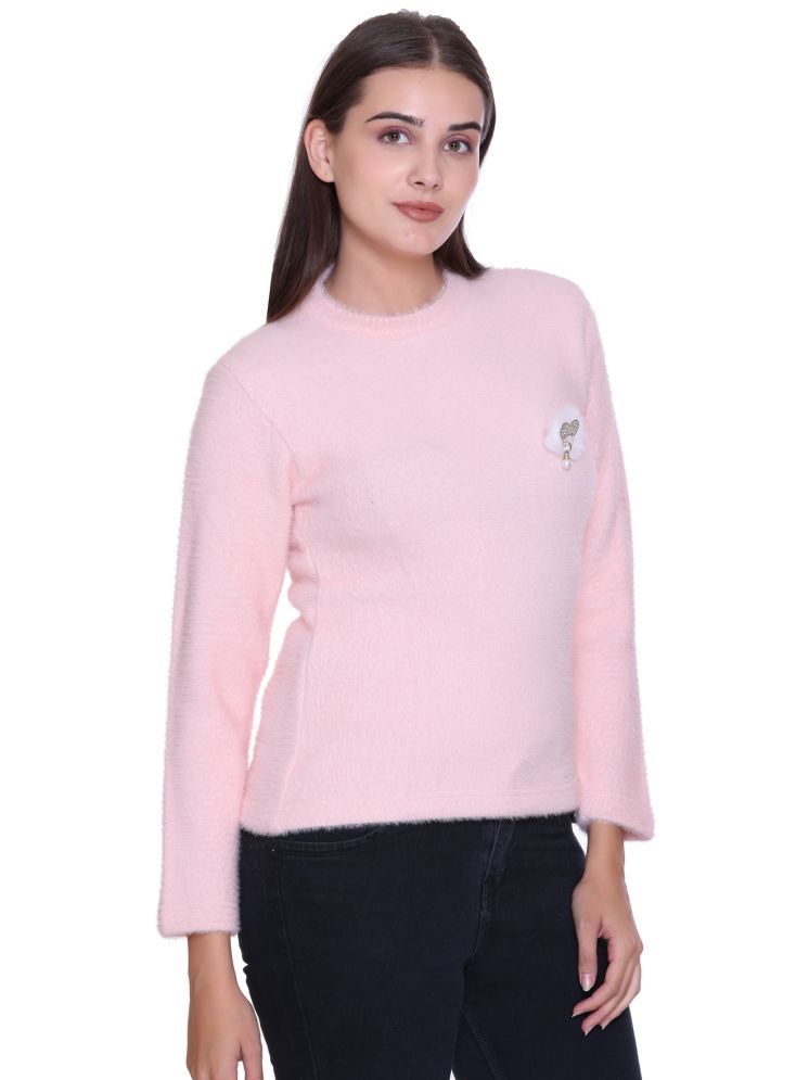     			MELVIN Woollen Round Neck Women's Pullovers - Pink ( )