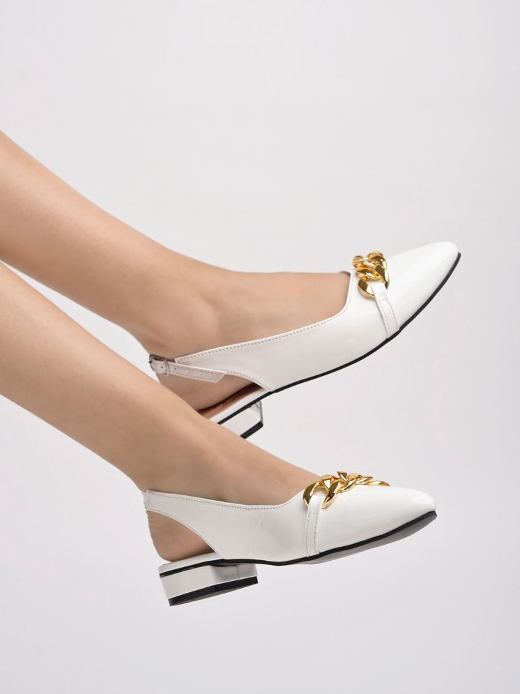     			Shoetopia Pointed Toe Flat White Belly For Girls