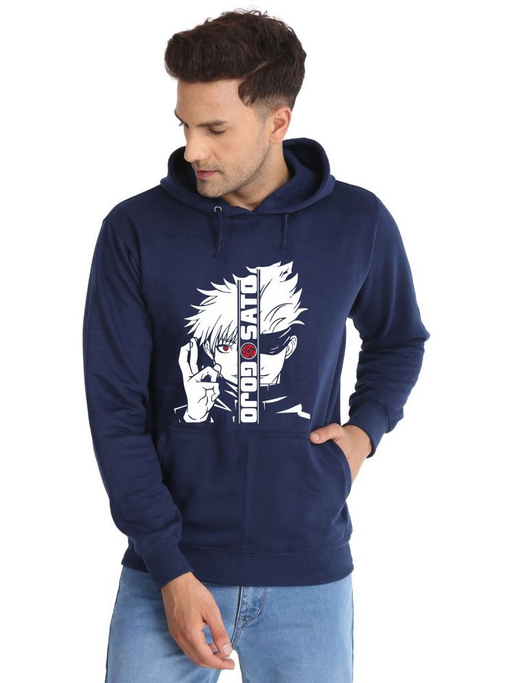     			Adam White Fleece Hooded Men's Sweatshirt - Blue ( Pack of 1 )