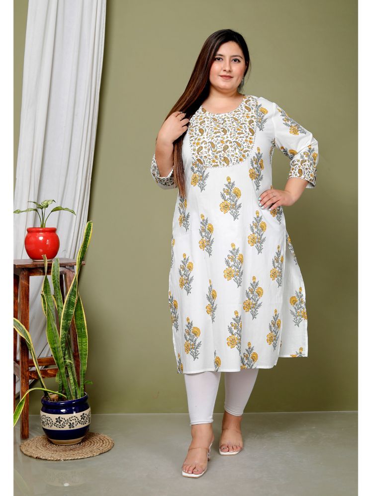     			Avnii Cotton Printed Straight Women's Kurti - Yellow ( Pack of 1 )