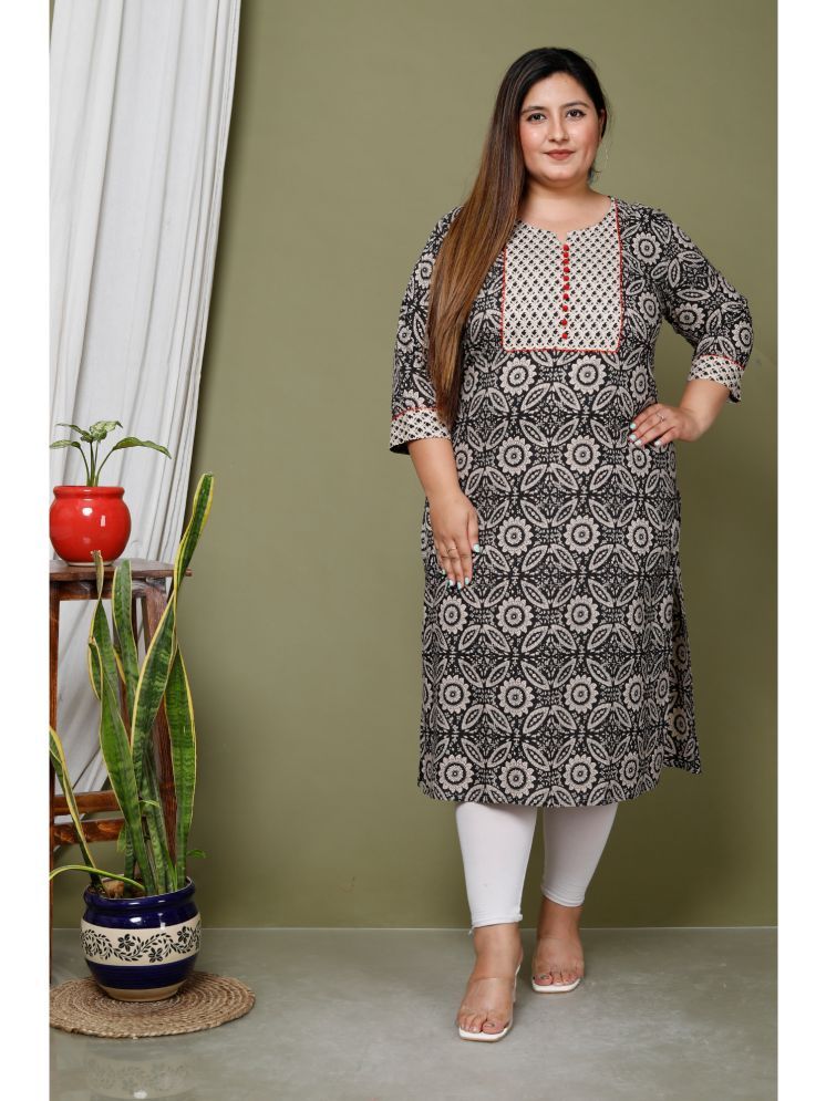     			Avnii Cotton Printed Straight Women's Kurti - Black ( Pack of 1 )