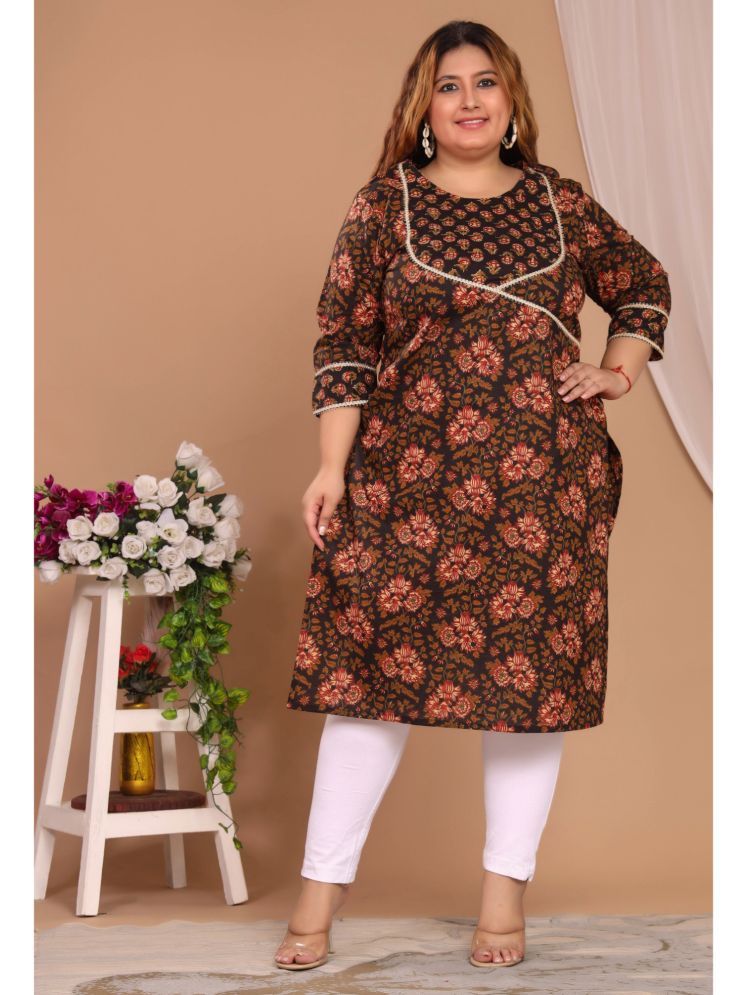     			Avnii Cotton Printed Straight Women's Kurti - Black ( Pack of 1 )