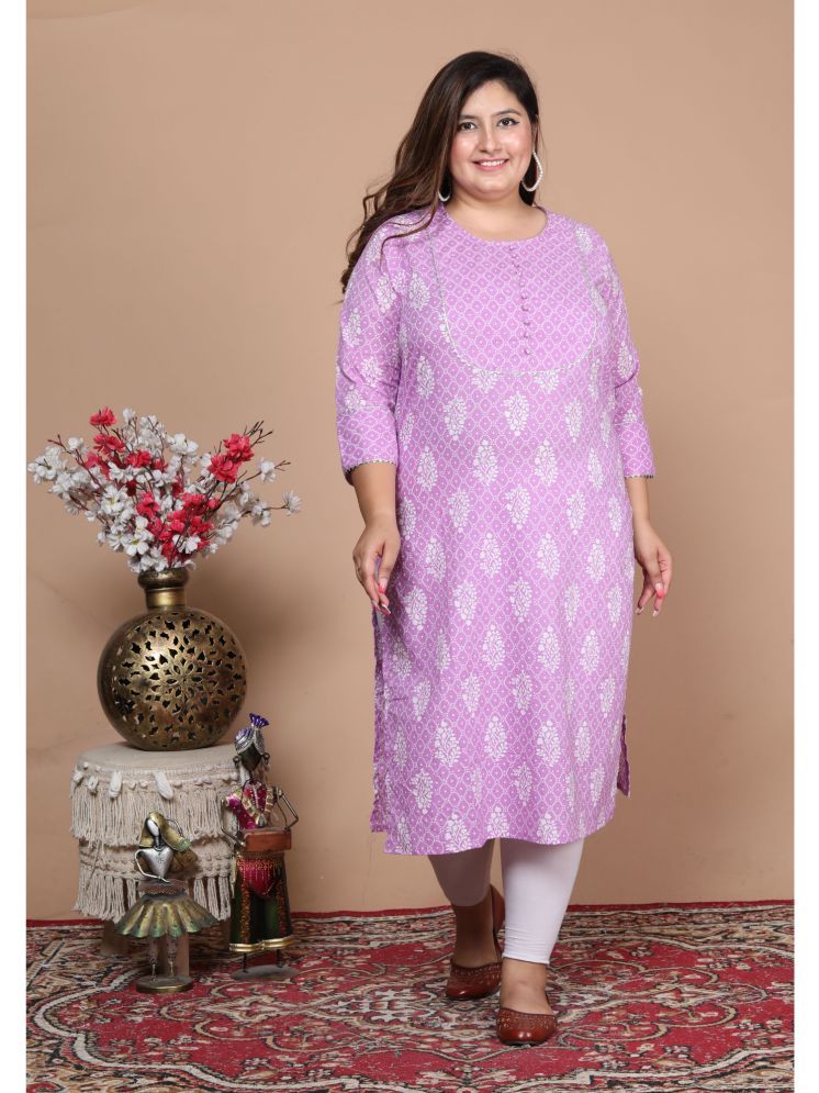     			Avnii Cotton Printed Straight Women's Kurti - Purple ( Pack of 1 )