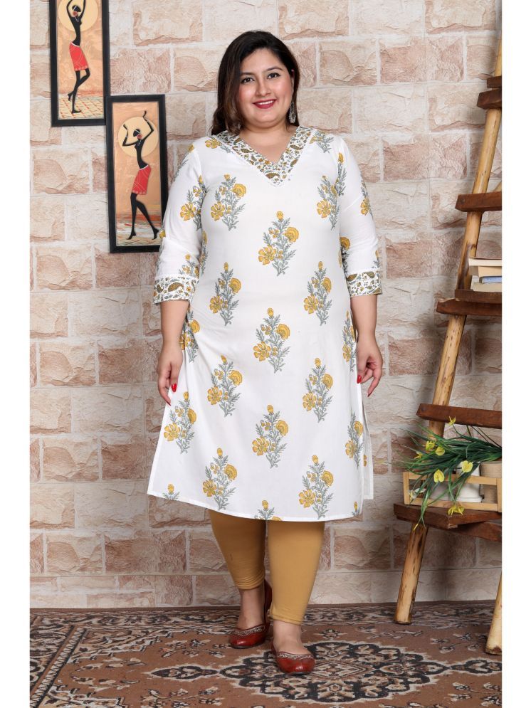     			Avnii Cotton Printed Straight Women's Kurti - Yellow ( Pack of 1 )