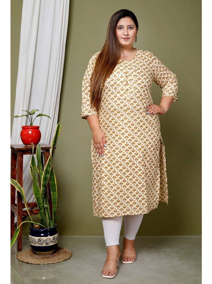     			Avnii Cotton Printed Straight Women's Kurti - Yellow ( Pack of 1 )