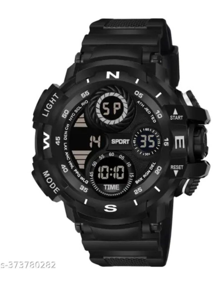     			BANDSMITH Black PU Digital Men's Watch