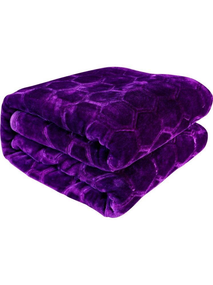     			Cosito Mink Floral Double Bed Blanket ( 220 cm x 215 cm ) - Purple ( Pack of 1 )