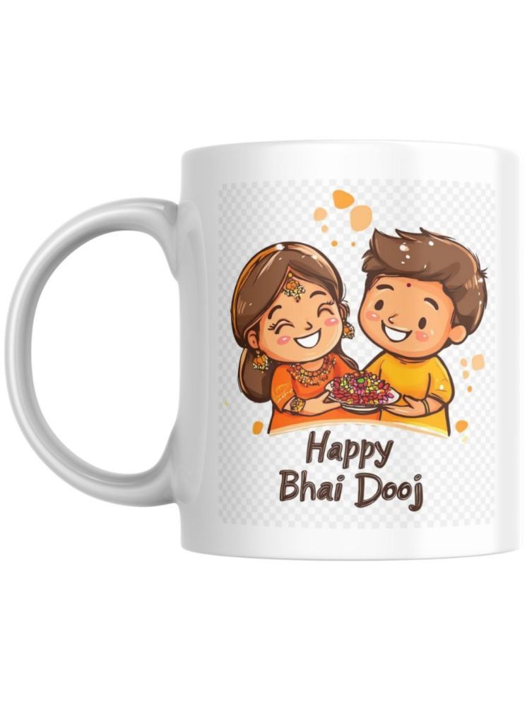     			Dey 's stationery store Happy Bhai Dooj Mug Textured Ceramic Coffee Mug 350 mL ( Pack of 1 )