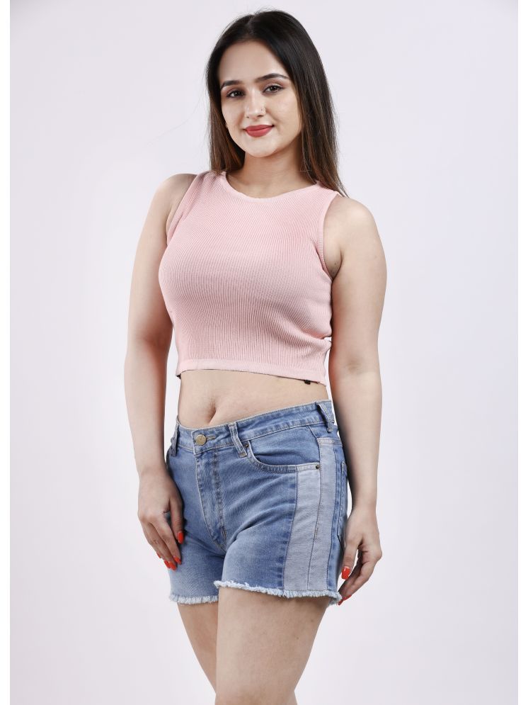     			FEVERFEW Peach Cotton Women's Crop Top ( Pack of 1 )