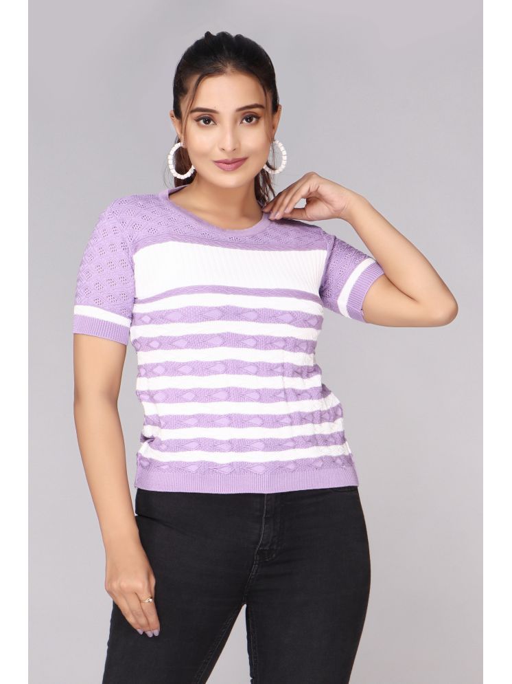     			FEVERFEW Purple Cotton Women's Crop Top ( Pack of 1 )