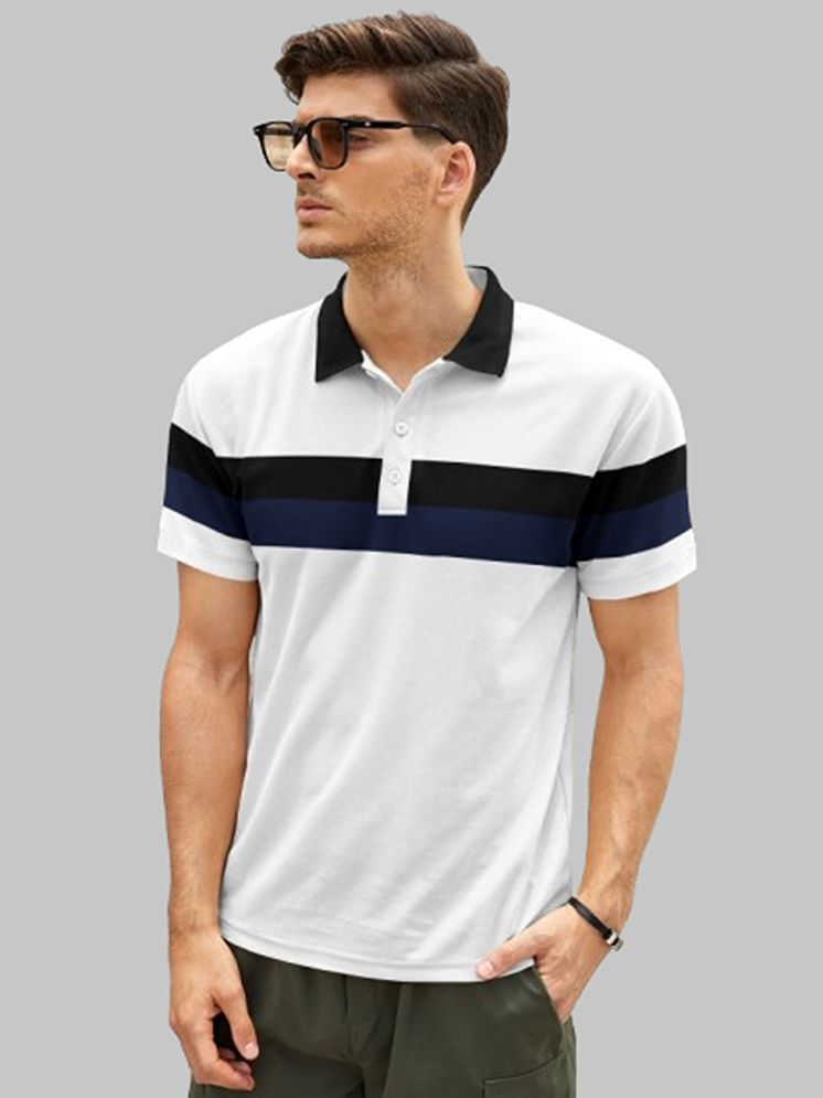     			FIRST POSTION Cotton Blend Regular Fit Striped Half Sleeves Men's Polo T Shirt - White ( Pack of 1 )