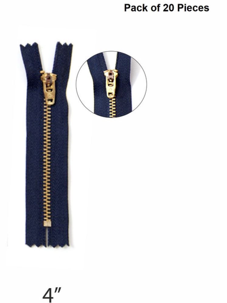     			Jyoti Zipper - Brass - 4.5 (Y Type) (20 Zips of Blue Color of 4 Inches) Open-Ended, Ideal for Tailoring, Crafts, Fashion, Dressmaking | Zips Used in Stitching, Sewing, Pants, Bags - Pack of 20 Pieces