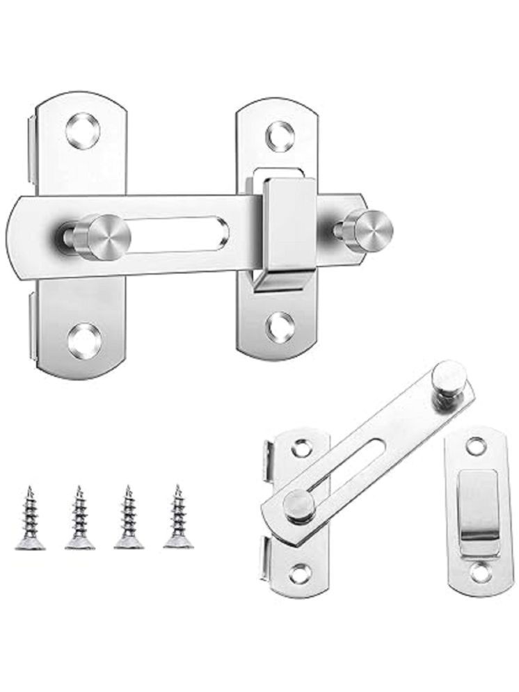     			Latch Lock Gate Latches Heavy Duty Door Stopper/Door Lock Latch for Home and Office Doors, Stainless Steel Bar Latch Safety Door Lock, Bathroom, Garage, Window, Sliding Door - Pack of 1