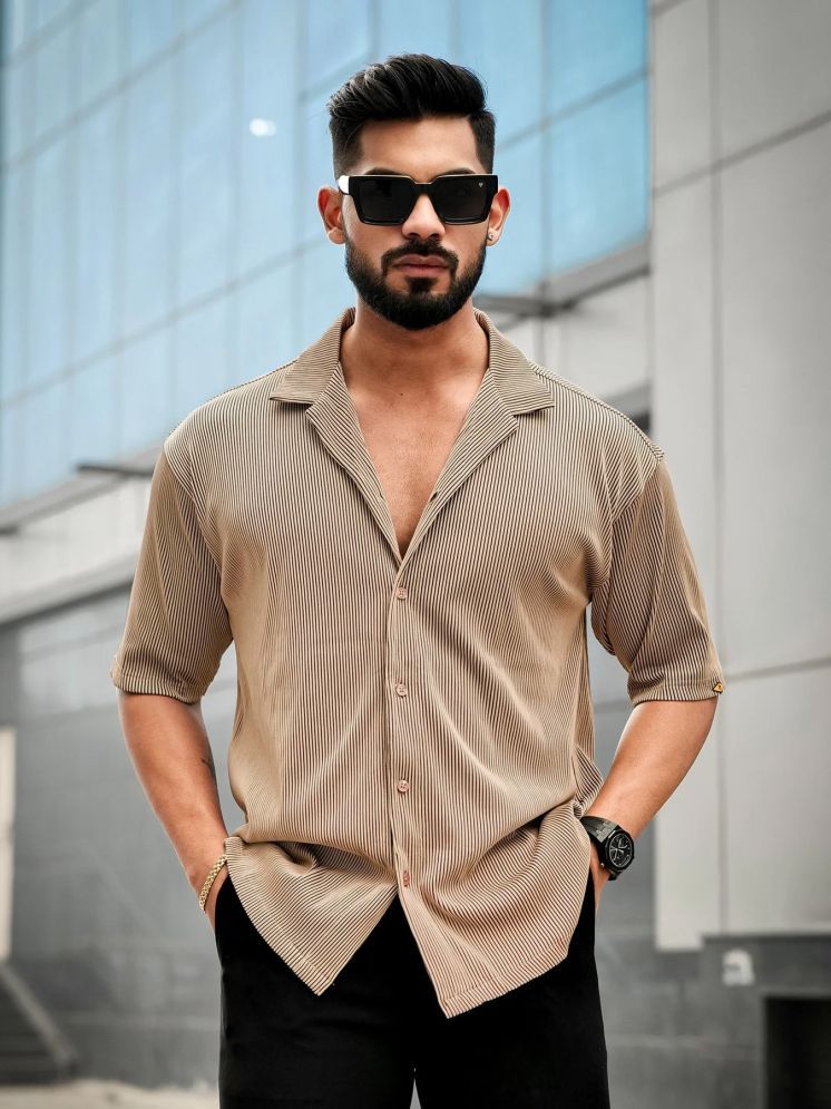     			Lime Cotton Blend Regular Fit Solids Half Sleeves Men's Casual Shirt - Beige ( Pack of 1 )