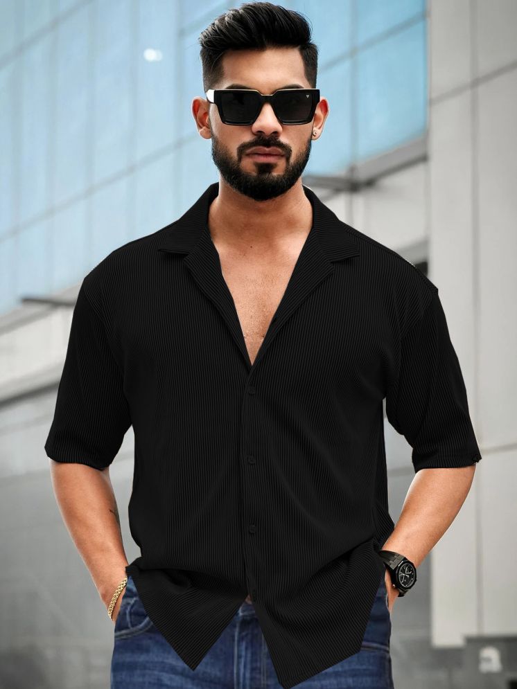     			Lime Cotton Blend Regular Fit Solids Half Sleeves Men's Casual Shirt - Black ( Pack of 1 )