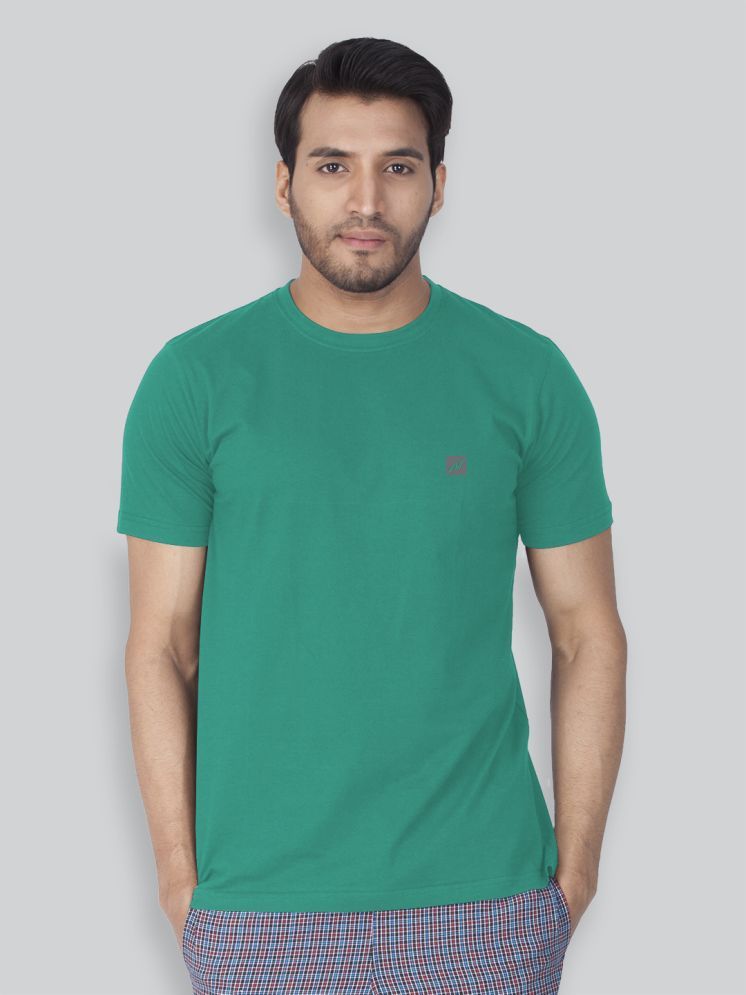     			Lux Nitro Cotton Blend Regular Fit Solid Half Sleeves Men's Round T-Shirt - Sea Green ( Pack of 1 )