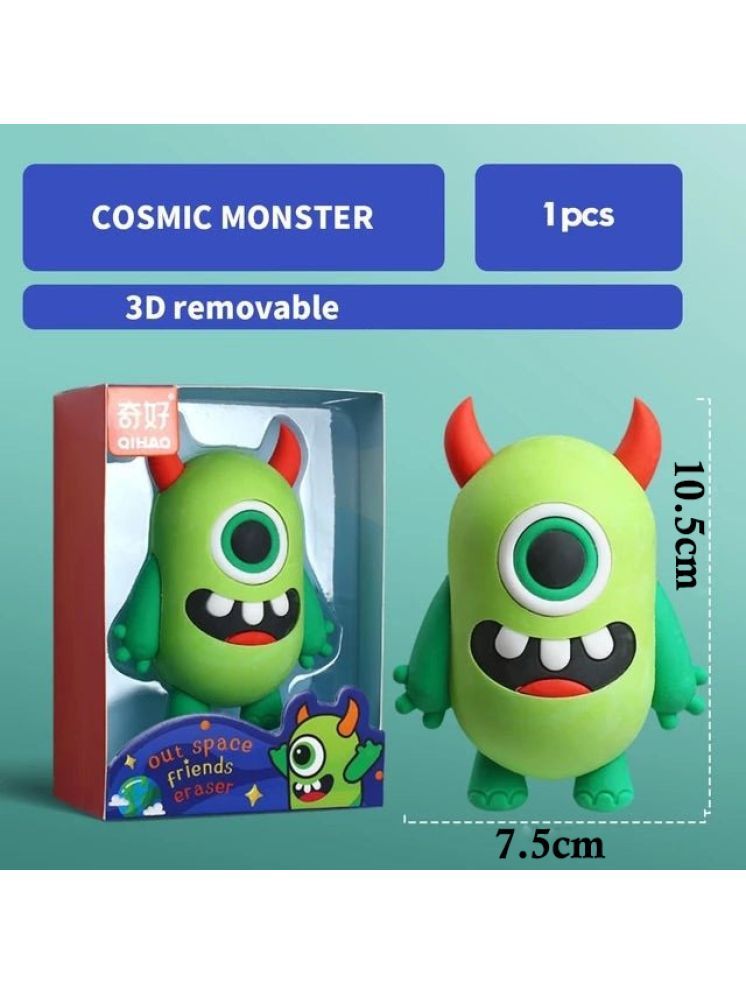     			Neelu Monster Shape Jumbo Cartoon Space Theme 3D Erasers for Kids Pack of 1 Non-Toxic Eraser(Set of 1, Multicolor)