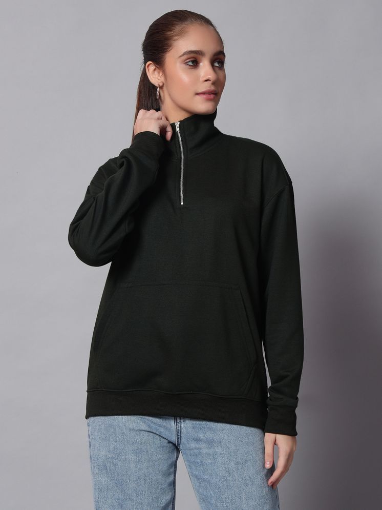     			OBAAN Fleece Women's Non Hooded Sweatshirt ( Black )