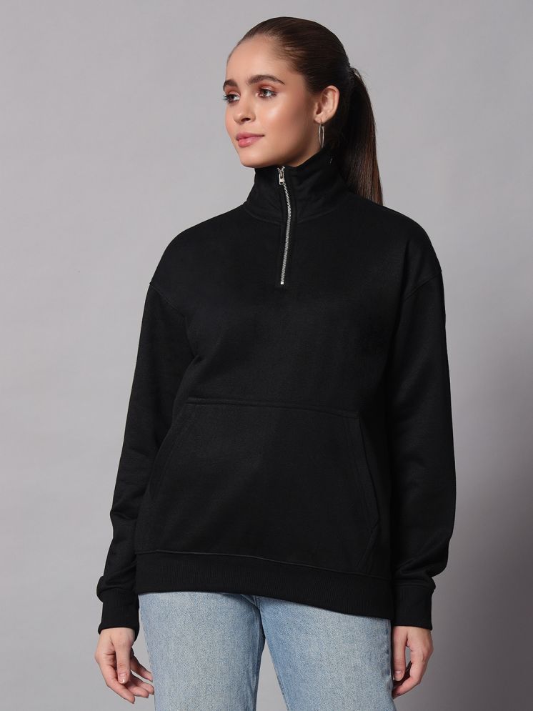     			OBAAN Fleece Women's Zippered Sweatshirt ( Black )