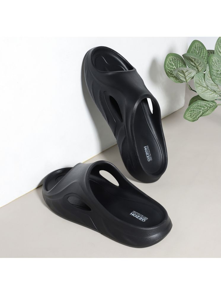     			OZZOH Black Men's Slide Flip Flop