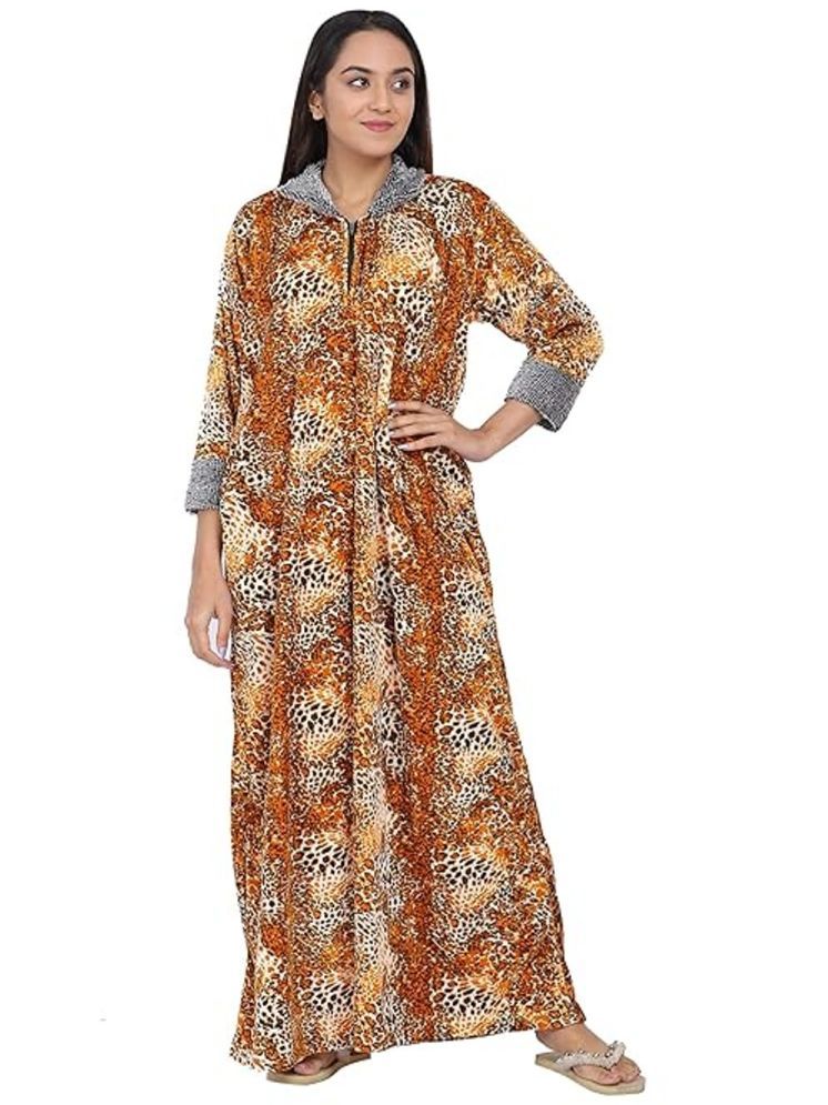     			RAABTA FASHIION Velvet Printed Ankle Length Women's Gown - Multicolor ( Pack of 1 )