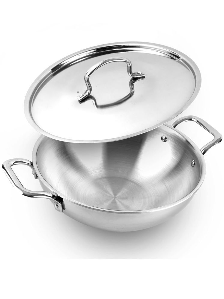     			The Indus Valley Stainless Steel Kadhai Induction Bottom Stainless Steel Handle 2.33 Thickness mm 24 cm Diameter ( 3 L )